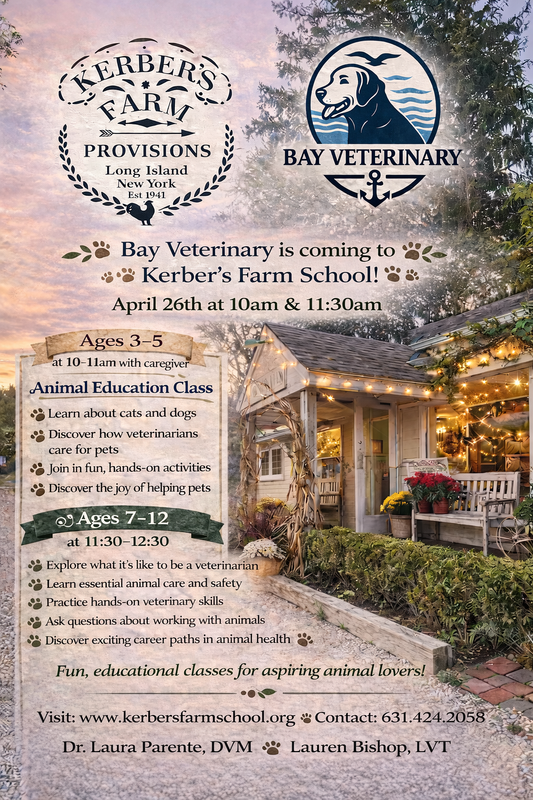 7-12 YRS:  YOUNG VETERINARIANS ON SUNDAY APRIL 26TH @ 11:30-12:30 DROP OFF